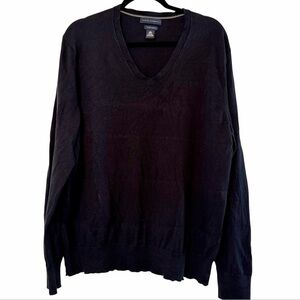 Banana Republic luxury blend Silk Cashmere sweater black v-neck classic XL Men's